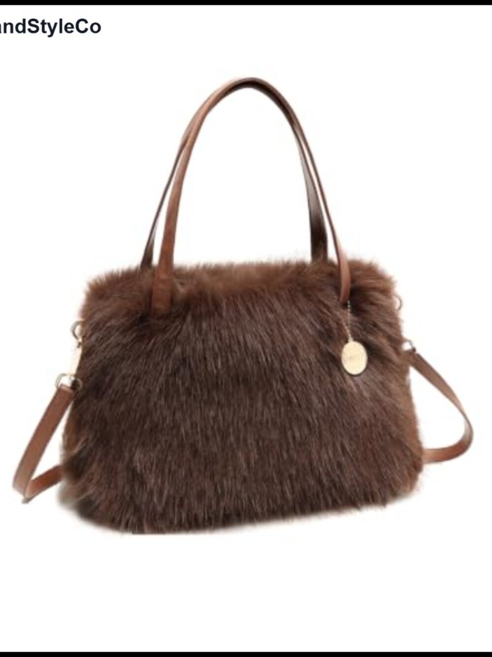 Faux Fox Fur Purse Crossbody Bag Furry Handbag Convertible
